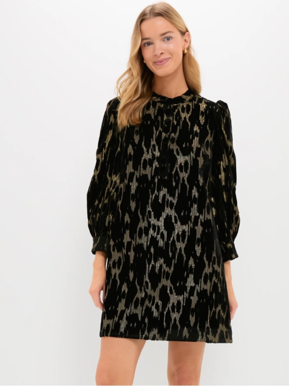 NWT Pomander Place Metallic Velvet Burnout Samantha Dress Black Gold Medium M